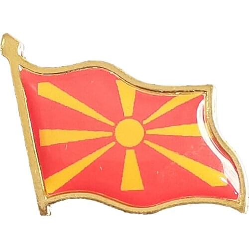 Electroplated Gold Macedonia Flag Brooch Enamel Pins Badge,It Can Be Used For Meetings Or National Events