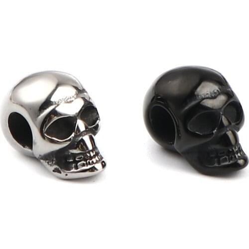 1PC Stainless Steel Halloween Skull Beads For Jewelry Making Black 16mm x 9mm, Hole: Approx 4.9mm