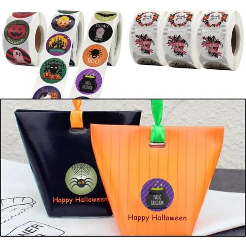 3 Rolls /1500pcs Halloween Decoration Label Sticker Self-Adhesive Paper Packaging Supplies