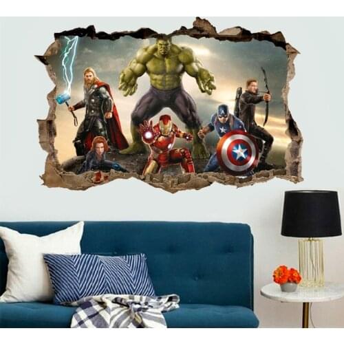 3d effect the avengers wall stickers for kids rooms decor cartoon movie decorative wall decals diy posters art pvc mural art