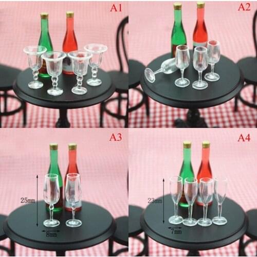 4Pcs Mini Resin Clear Wine Glass Cup Simulation Furniture Model For Doll House Decoration 1/12 Dollhouse Miniature Accessories