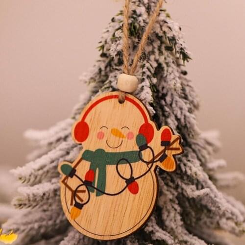 6Pcs Wooden Car Angel Snowman Bear Xmas Tree Hanging Ornaments Home Party Decor