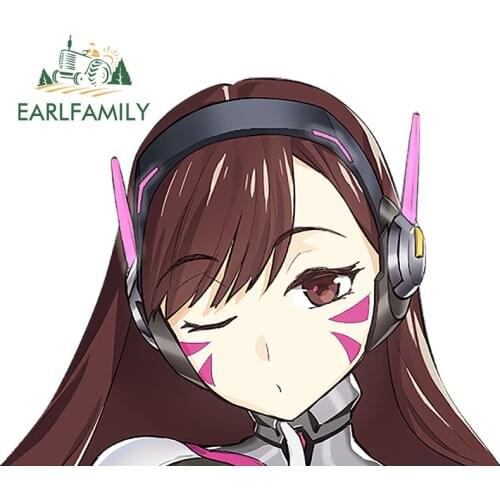 EARLFAMILY 13cm x 10.1cm for D.Va Overwatch Car Stickers Refrigerator Surfboard Waterproof RV Decal Bumper Windshield Graphics