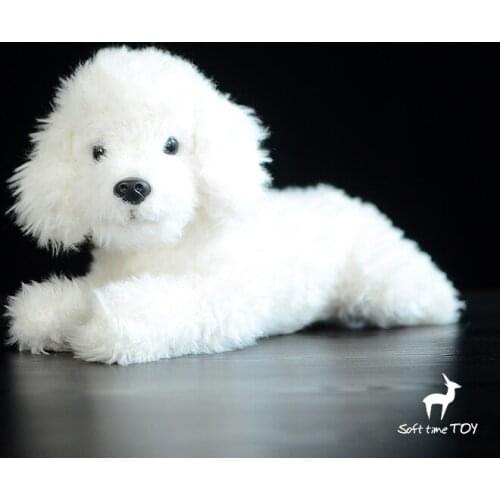 White Teddy squatting dog doll simulation simulation animal plush toys 20cm high