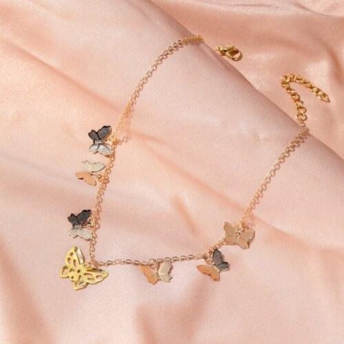 Bohemian Cute Butterfly Choker Necklace For Women Clavicle Chain Fashion Female Choker Jewelry Golden Silver Color 2020 New
