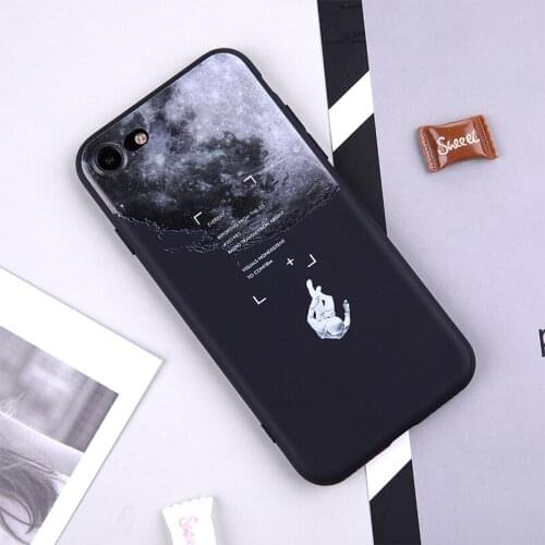 Abstract Spaceman Astronaut Rose Phone Case For iPhone 5 SE XS XR 6 6S Plus Black Soft Phone Cover For iPhone 8 7 Plus