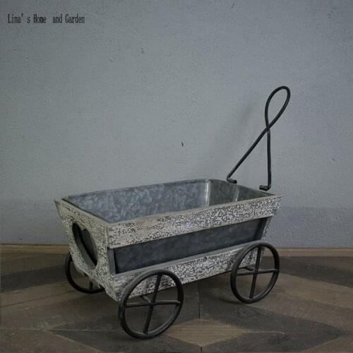 Wooden and zinc shabby chic handcrafted flowers carts vintage