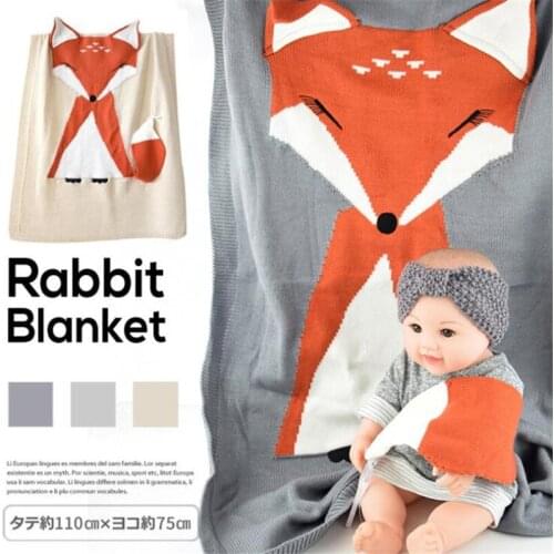 Newborn Baby Blankets Cute Big Fox Ear Blanket Bath Towel Kids Toddler Bedding Soft Warm Knitted Swaddle Sofa Party Decor