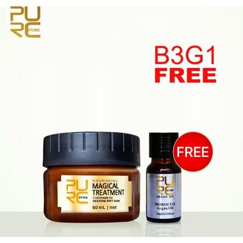 Buy 3Pcs get 1pcs Free 5 seconds Repairs damage Restore Soft Hair Treatment Mask and Moroccan Pure Argan Oil Hair Essential Oil