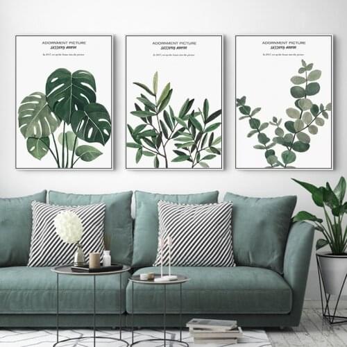 Maeham Watercolor Plant Leaves Poster Print minimalist Wall Art Canvas Painting Picture for Living Room Home Decor