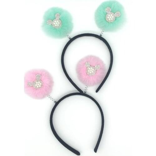 Sweet girls beautiful hairband bows plush ball Pearl hairbands kids headbands hoop boutique tiara headwear hair accessories 1Pcs