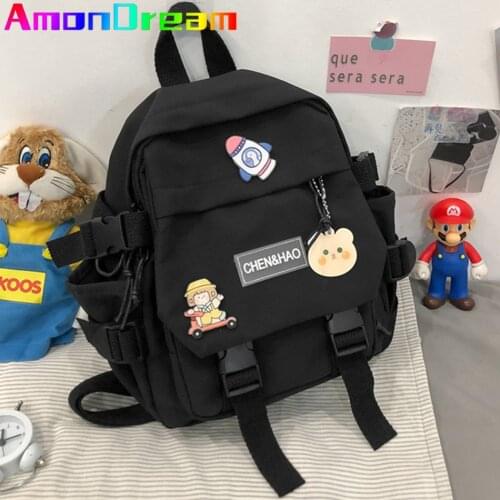 Multifunctional 4 In 1 Waterproof Bags Lovely Badge Student Backpack Preppy Style School Crossbody Sac Women Nylon Shoulder Bags