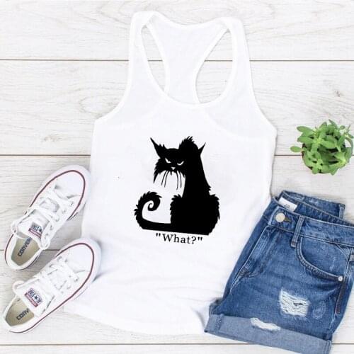 Fashion Black cat Printing Tanks Tops Women Summer 2021 Femme Tank Top Women Graphic Woman Clothing Plus Size Top Verano Mujer