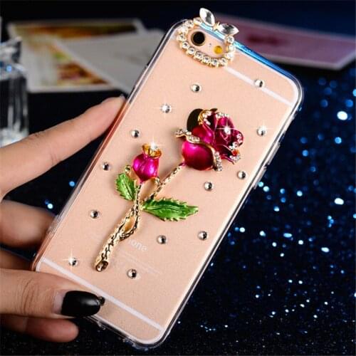 LaMaDiaa 3D Bling Crystal Diamond Bowknot Rose Peacock Beautiful Girl Phone Cases for iPhone 11 12 pro Max XS 6s 7 8 plus Cover