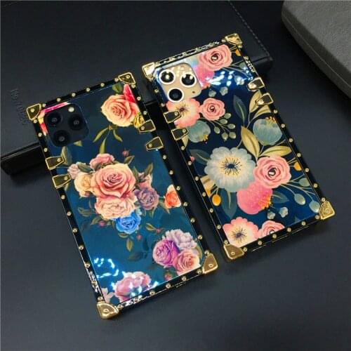 Fashion Rose Flower Case Laser Bling Smooth Vintage Square Phone Cover for Motorola Moto G Play G Stylus G Power 2021 One 5G Ace