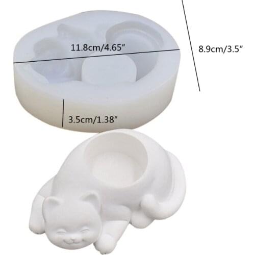 2021 New Cat Silicone Flower Pot Mold Cactus Succulent Planter Candlestick Gypsum Mould