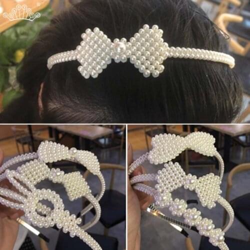 New Luxury Simulated Pearl Headband Women Bow Sunflower Hoops Girls Hair Accessories Fashion Jewelry Accessories Gift