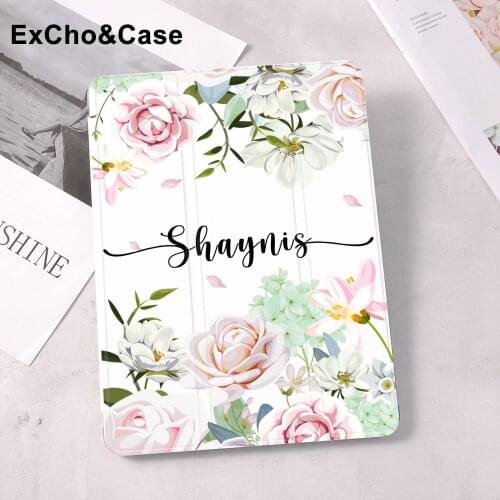 Custom Flowers Name For iPad Air 4 2020 Case Pencil Slot 10.2 inch 8th Generation 7th 9.7 5th 6th 12.9 iPad Pro Mini 5 DIY Cover
