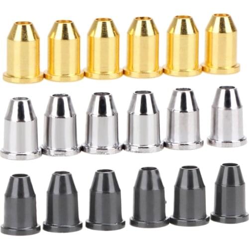 6pcs Guitar String Caps Mounting Buckle Through Body Ferrules Bushing Parts Guitar Accessories Black Silver Gold