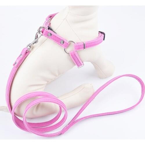 Soft Puppy Dog Harnesses Lead Set Pink Brown Black Leashes Adjustable Dog Halter Harness For Small Medium Pets Dogs