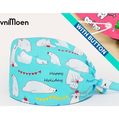 Scrub cap nurse High Quality cartoon print sweat-absorbent Scrub hat Beautician cute hat spa lab men women adjustable Scrub caps