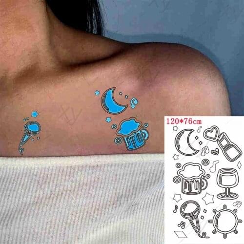 Tattoo Stickers Luminous Kids Girl Temporary Fake Tattoos Glow Paste on Face Arm Leg for Children Body Art Moon Star Sticker