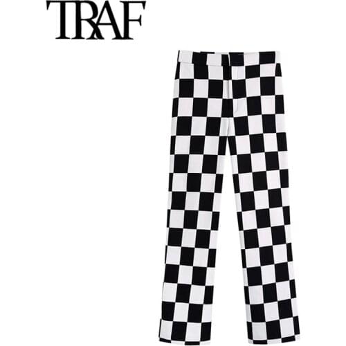 Женские брюки в клетку TRAF China At AliExpress