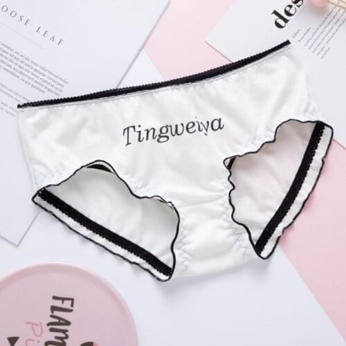 Women Cotton Panties Pattern Underwear Girl Mid Waist Lingerie Intimate Underpants Cartoon Female