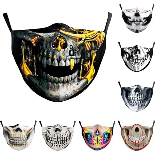 Fashion Skull Series Halloween Horror Cospaly Party Mask Womens Men Breathable Washable Adjustable Face-Protection Adult Masks