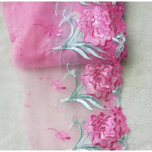 1 Yard Quality High End Lace Fabric Pink Lace Ribbons DIY Sewing Trims and Embellishments Handmade Craft Materials 18cm