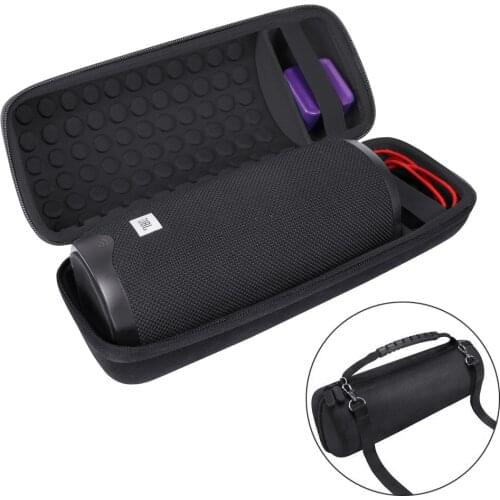 New PU Carry Protective Speaker Box Pouch Cover Bag Case for JBL Link 20 LINK20 Speaker-Extra Space for Plug&Cable (With Belt)