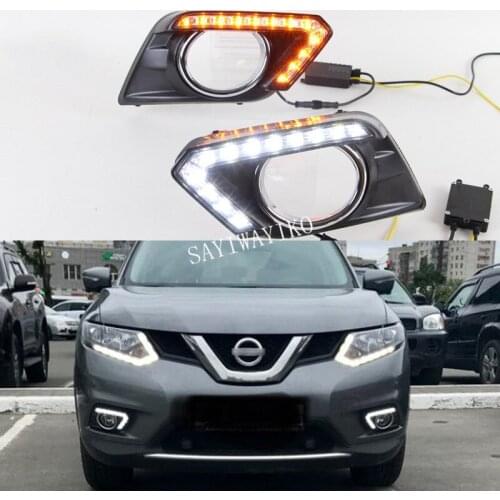 For Nissan X-trail Xtrail T32 2014 2015 2016 Yellow Signal Function Relay Waterproof 12V Car DRL LED Daytime Running Light