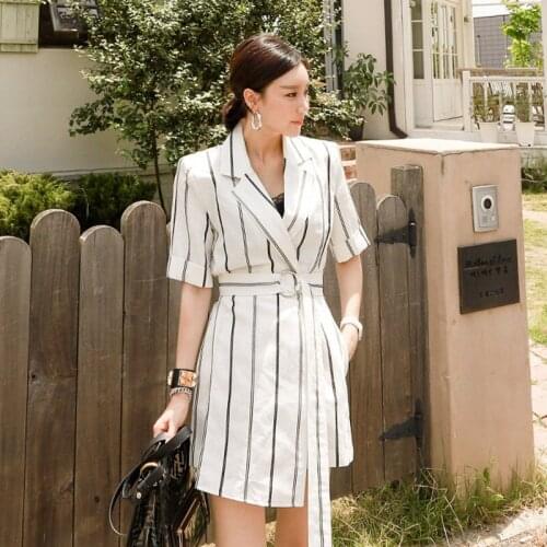 New arrival fashion summer jumpsuits women short sleeve office lady work style casual temperament simple striped short jumpsuits