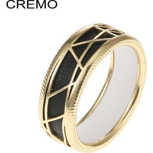 Cremo Geometry Gold Color Ring For Women Leather DIY Color Jewelry Original Patent Femme Finger Ring