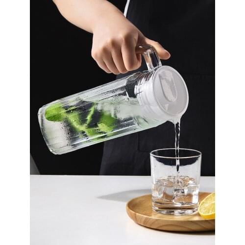 1.1L Glass Kettle Water Jug Glass Pitcher Water Carafe with Handle Hot Cold Water Pitcher Good Jug for Homemade Juice Iced Tea