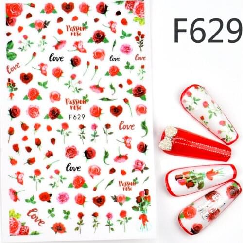 1 Sheets Nail Art Stickers Colorful Flower Animal Design Decoration Nail DIY 3D Adhesive Stickers Polish Decals Tips