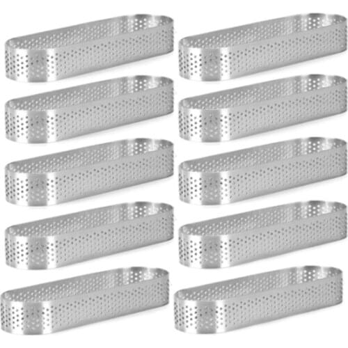 10Pcs Stainless Steel Tart Ring, Heat-Resistant Perforated Cake Mousse Ring Round Double Rolled Tart Ring Metal Mold