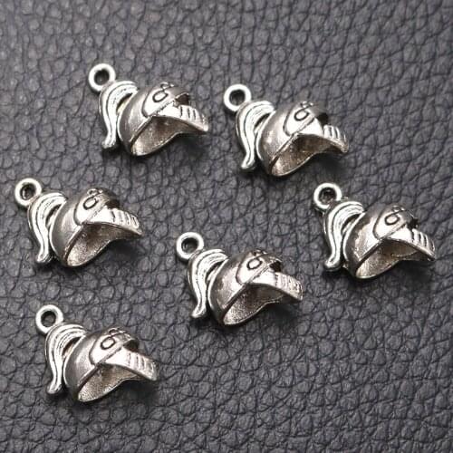 12pcs/lot Silver Plated Armor Helmet Charm Metal Pendants DIY Necklaces Bracelets Jewelry Handicraft Accessories 13*14mm