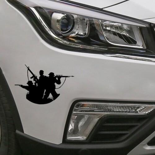 16*10.7CM Soldiers Silhouette Tactical Sniper Rifle Gun Car Sticker Vinyl Decoration C12-0337