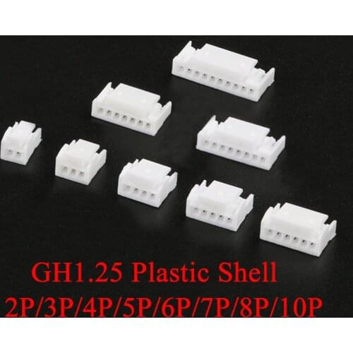 20PCS GH1.25 1.25mm plastic shell with lock Plug connector For GH 1.25 Pin Header socket 2P 3P 4P 5P 6P 7P 8P 10P