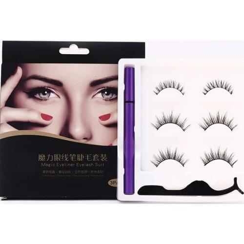 3 pairs of false eyelashes magnetic eyelashes magic eyeliner pen waterproof false eyelashes eyeliner eyelashes3D false eyelashes