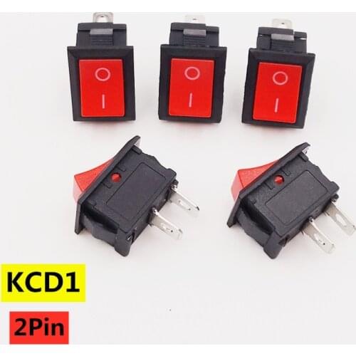 5Pcs / push button mini switch 6A-10A 110V 250V KCD1 2Pin Snap-in On / Off rocker switch 5PCS / long 21MM * 15MM
