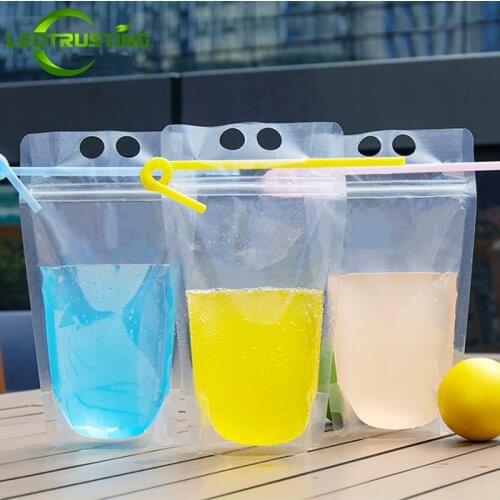50pcs 200-500ml High Clear Plastic Beverage Drinking Packaging Bag Fruit Juice Coffee Summer Party Portable Wedding Pouches