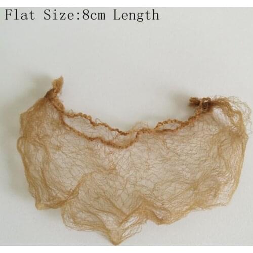 50pcs Light Brown Hair Bun Cover Net Small Size 5cm width 8cm Length Flat Size High Quality Invisible Hairnet