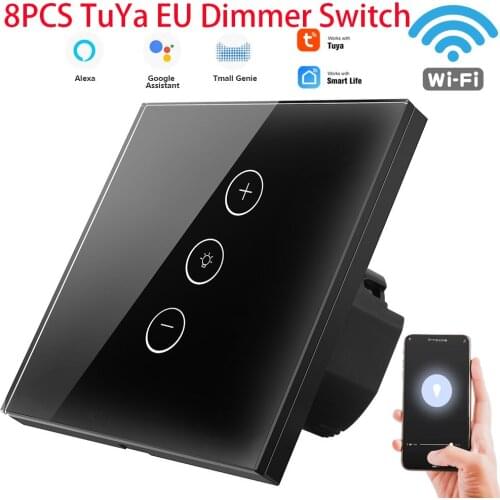 8PCS TUya EU Smart Life WiFi Touch Dimmer Switch Light APP Wireless Timer Remote Control With Alexa Google Home