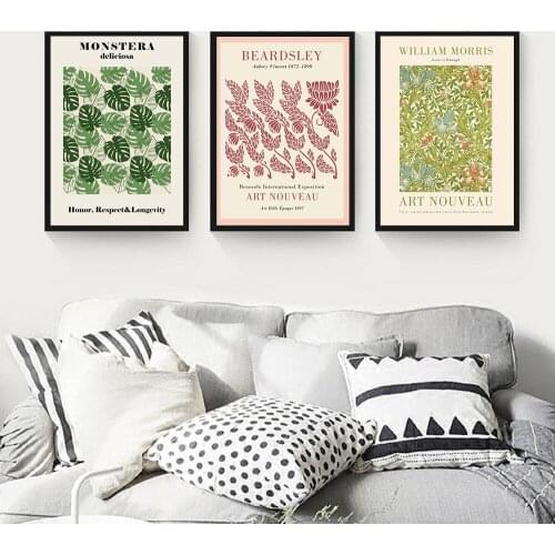 William Morris Nouveau Abstract Posters and Prints Flowers Leaves Modern Minimalist Wall Art Canvas Painting Pictures Room Decor