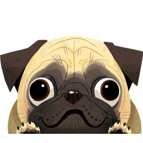B0566# 13CM 17CM Self-Adhesive Decal Pug Dog Breed Car Sticker Waterproof Auto Decors on Bumper Rear Window Laptop