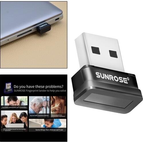 Mini USB Fingerprint Reader Matching Biometric Scanner for PC for Windows 10 Hello Sign-in Lock Password-Free Security Key