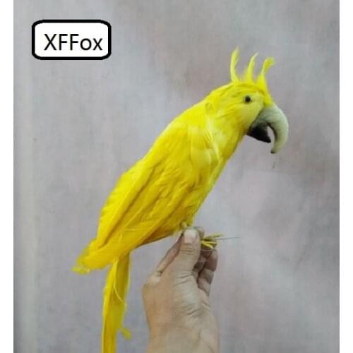 Big real life yellow parrot model foam&feather simulation cockatoo bird gift about 42cm xf0230