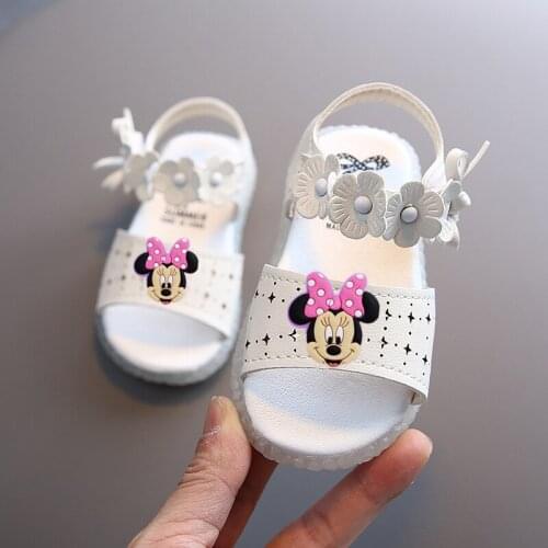 Disney Minnie girl sandals female baby summer princess shoes 2021 new female baby soft bottom toddler sandals